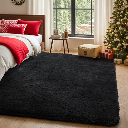 Ophanie Round Rugs 5Ft Ivory Circle Area Rug, Nursery Room Decor, Christmas Aesthetic Bedroom Home Circular Carpet 5 Foot, Fluffy Fuzzy Shag Plush Cream Living Room Rugs for Kids Boys Girls Teen Baby