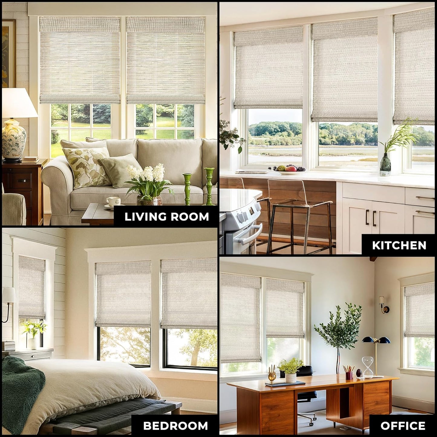 UNISHADES Cordless Bamboo Roman Shades for Windows, Blinds Size (30.5" W ×48" H) Colour (Highfield Teak)