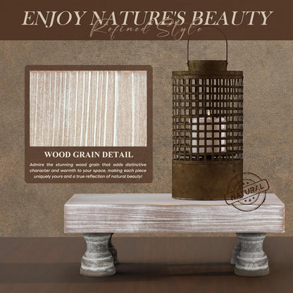 EOSAHR Farmhouse Riser for Room Decor : Decorative Pedestal Stand For Display Your Home Decorations and Uniquely Soap Stand - Rustic Bathroom Counter Tray and Kitchen Decor (Natural Wood)