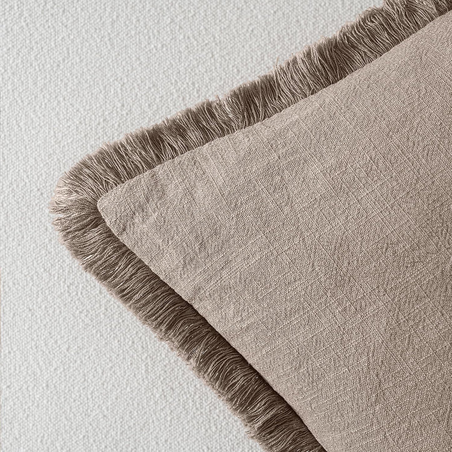 MIULEE Decorative Throw Pillow Covers Neutral Linen Fringe Throw Pillows Set of 2 Natural Beige Boho Farmhouse Cushion Covers with Tassels for Couch Sofa Bed Spring Home Decor 20x20 Inch