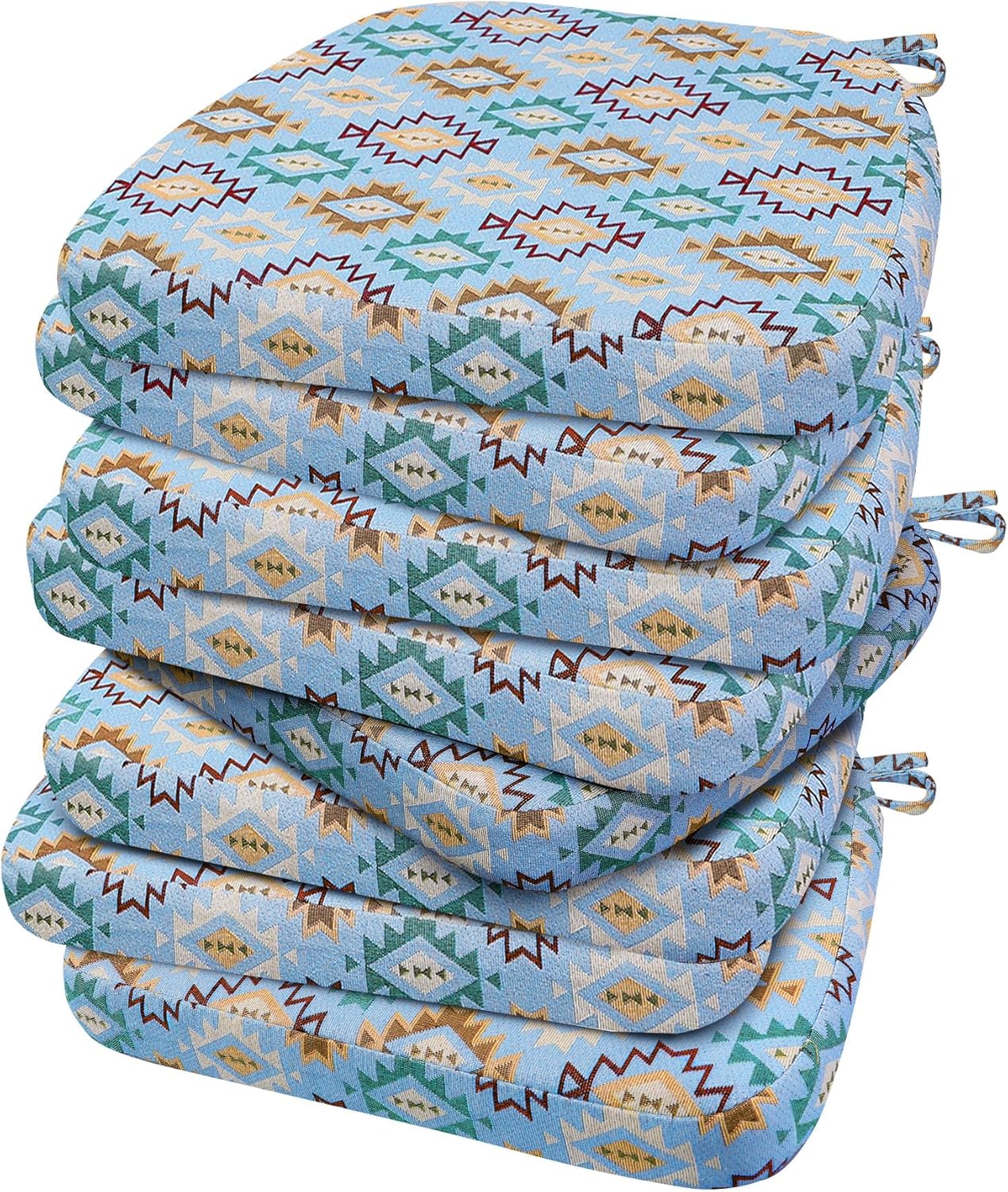 AAAAAcessories D-Shaped Chair Cushions, 2" Thick Dining Chair Pads with Ties and Removable, Machine-Washable Cover, 17" x 16", Set of 4, Oatmeal Beige - Colors A