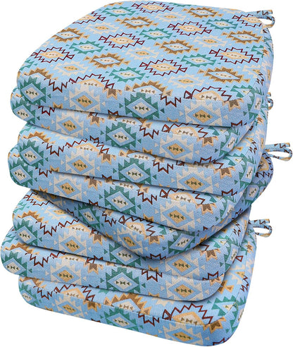 AAAAAcessories D-Shaped Chair Cushions, 2" Thick Dining Chair Pads with Ties and Removable, Machine-Washable Cover, 17" x 16", Set of 4, Oatmeal Beige - Colors A