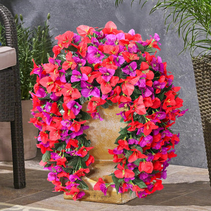 Faux Bougainvillea Artificial Flowers Plants for Outdoor Outside Decoration, 2 PCS Red Fake Flowers UV Resistant Look Real Silk Long Trailing Vines for Front Door Porch Planter Urn Patio Garden Yard
