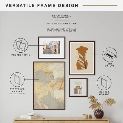 MCS Canvas Float Frames 8x10 Frame, Black Frame for Finished Canvases, Vertical & Horizontal Wall Hanging Frame with Adhesive for Canvas Paintings (1-Pack)