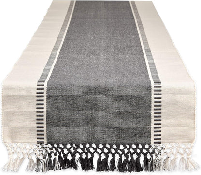 DII Dobby Stripe Woven Table Runner, 13x72-inch, French Blue