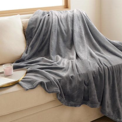 Bedsure GentleSoft Fleece Throw Blanket for Couch Grey - Lightweight Plush Fuzzy Cozy Soft Blankets and Throws for Sofa, Couch, Travel, Camping, 50x60 inches - Colors A