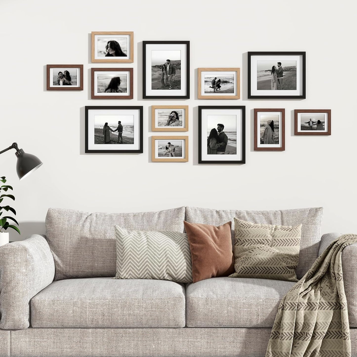 Venusmiles 20 Pack Picture Frames Collage Wall Decor, Gallery Frame Set for Wall Mounting or Tabletop Display, Multi Sizes Including 4pcs 8x10, 8pcs 5x7, 8pcs 4x6, Oak