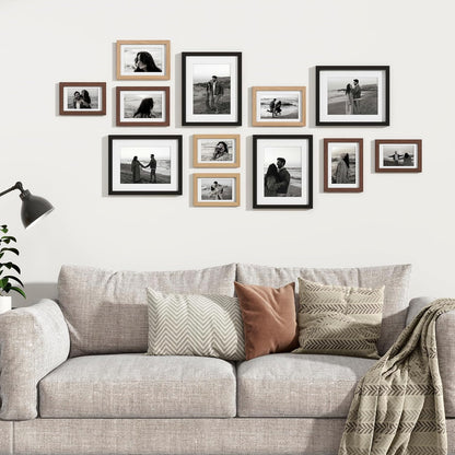 Venusmiles 20 Pack Picture Frames Collage Wall Decor, Gallery Frame Set for Wall Mounting or Tabletop Display, Multi Sizes Including 4pcs 8x10, 8pcs 5x7, 8pcs 4x6, Oak