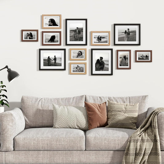 Venusmiles 20 Pack Picture Frames Collage Wall Decor, Gallery Frame Set for Wall Mounting or Tabletop Display, Multi Sizes Including 4pcs 8x10, 8pcs 5x7, 8pcs 4x6, Oak