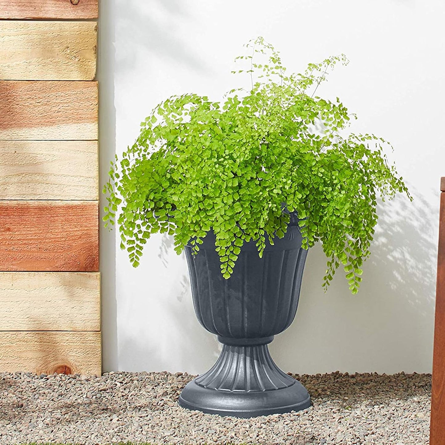 Arcadia Garden Products PL10CP Classic Traditional Plastic Urn Planter Indoor/Outdoor, 15" x 13", Brushed Copper