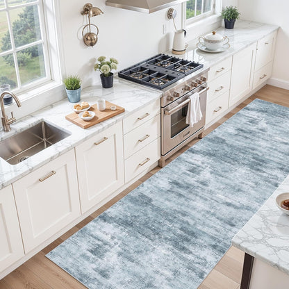 2x3 Washable Non-Slip Area Rug - Soft Low Pile Throw Rug for Kitchen Entryway Bedroom - Modern Indoor Door Mat with Rubber Backing (Beige Grey) - Colors A