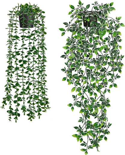 Der Rose 34'' Fake Plants Hanging Artificial Potted Plants Indoor and Outdoor for Home Bathroom Wall Shelf Office Decor (1Pack)