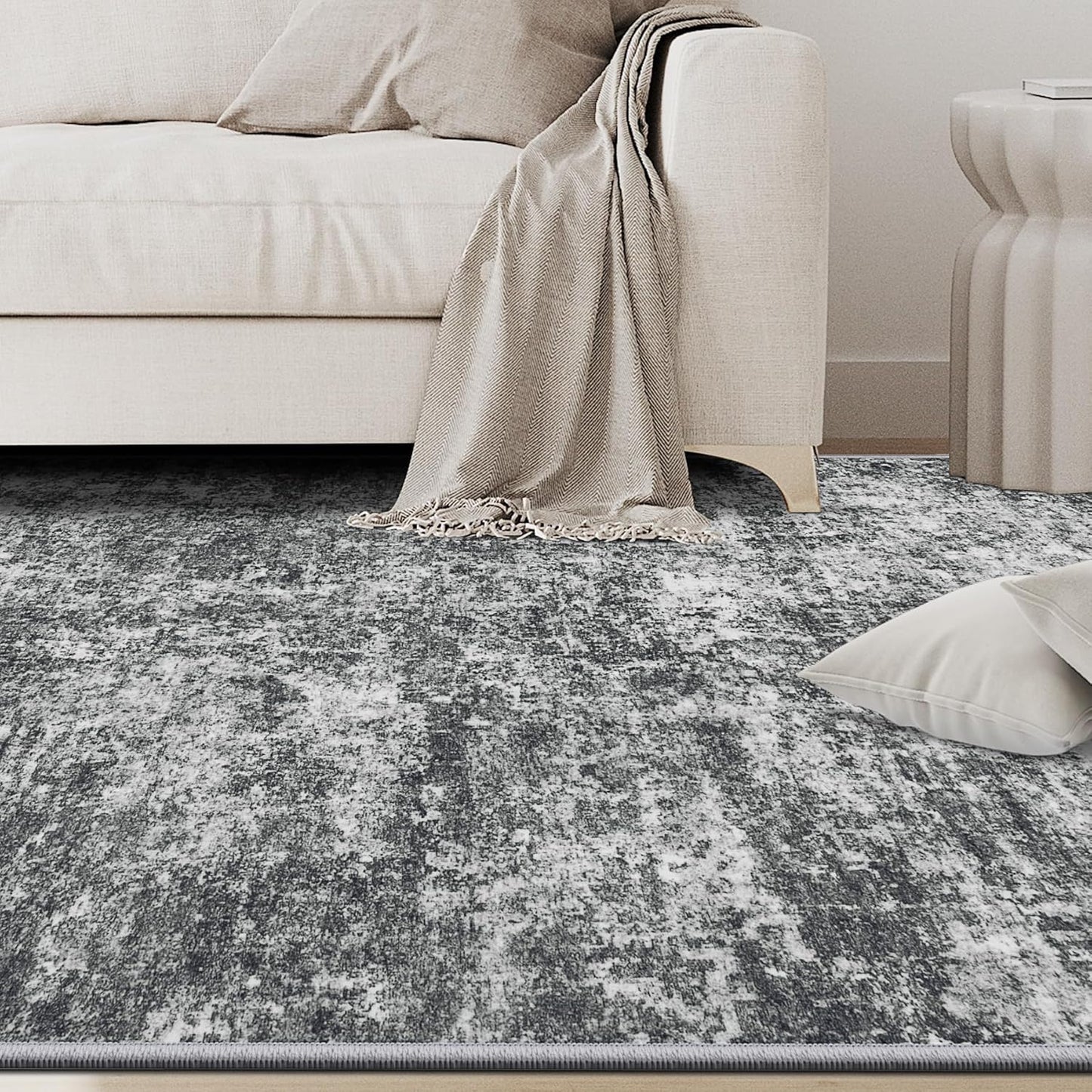 8x10 Area Rugs for Living Room Rug Washable: Abstract Large Rug for Dining Room Bedroom Carpet Non Slip 8 by 10 Indoor Modern Nursery Home Office Blue Grey