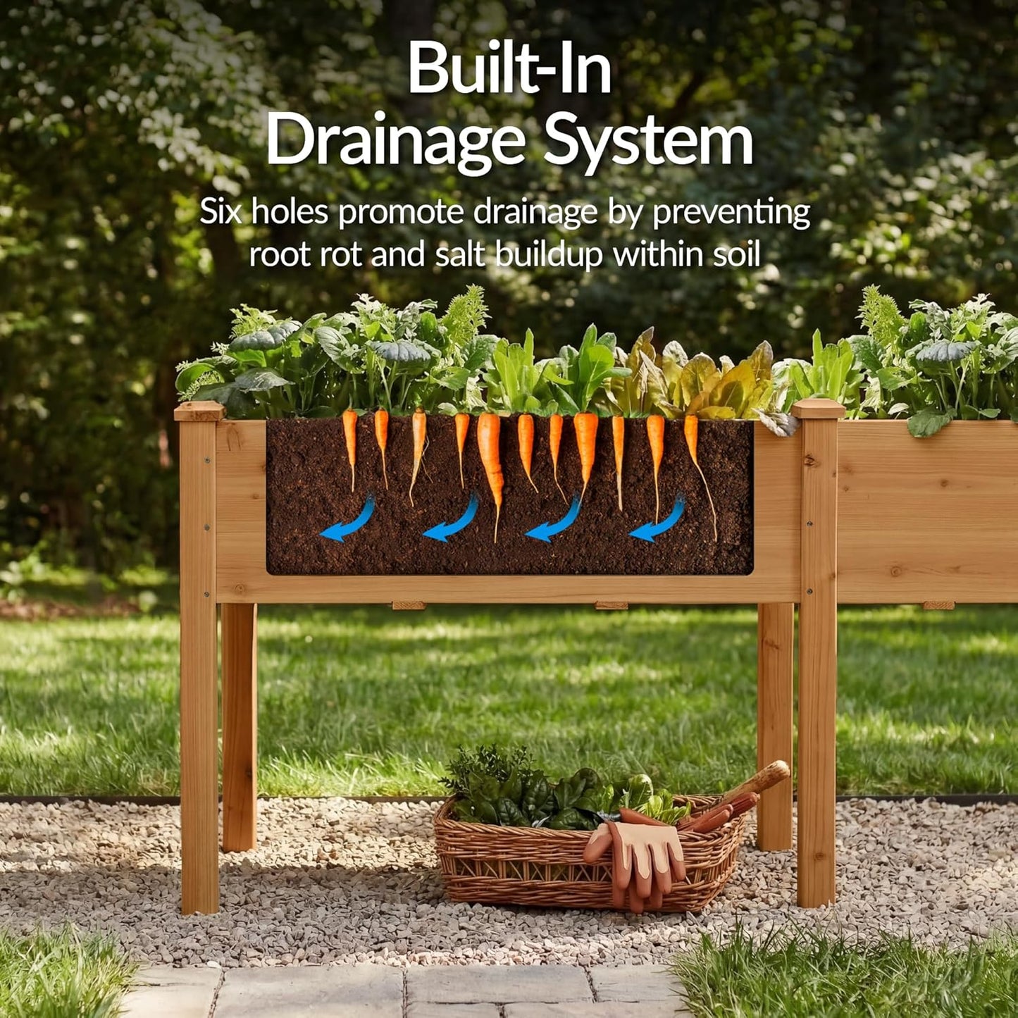 Best Choice Products 72x24x30in Raised Garden Bed, Elevated Wood Planter Box Stand for Backyard, Patio, Balcony w/Divider Panel, 6 Legs, 300lb Capacity - Natural