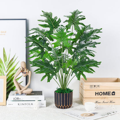 Der Rose 28'' Fake Plants Tall Artificial Monstera Faux Plants Indoor Outdoor Tree for Living Room Home House Decor