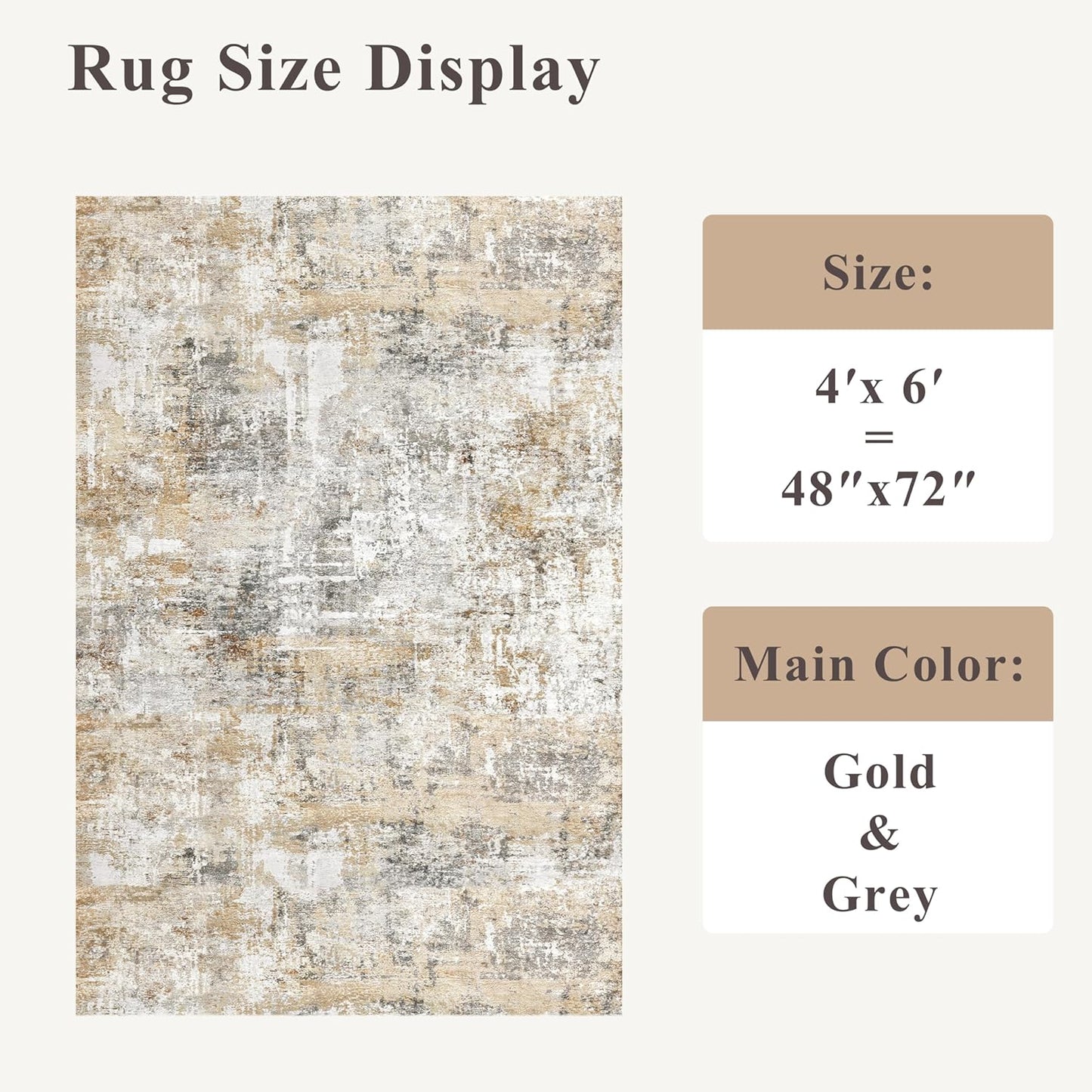 2x3 Washable Non-Slip Area Rug - Soft Low Pile Throw Rug for Kitchen Entryway Bedroom - Modern Indoor Door Mat with Rubber Backing (Beige Grey) - Colors A