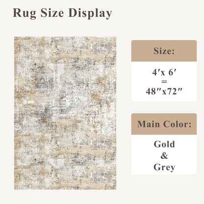 2x3 Washable Non-Slip Area Rug - Soft Low Pile Throw Rug for Kitchen Entryway Bedroom - Modern Indoor Door Mat with Rubber Backing (Beige Grey) - Colors A