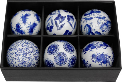 Red Lantern 3" Blue & White Decorative Porcelain Ball Set