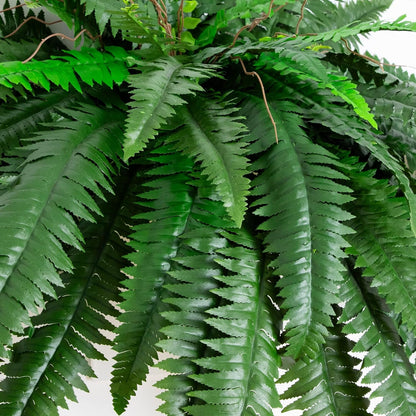 Nearly Natural 48in Artificial Boston Fern (Set of 2), Large Faux Greenery with 67 Lifelike Fronds for Indoor Wall, Shelf, and Home Office Decor