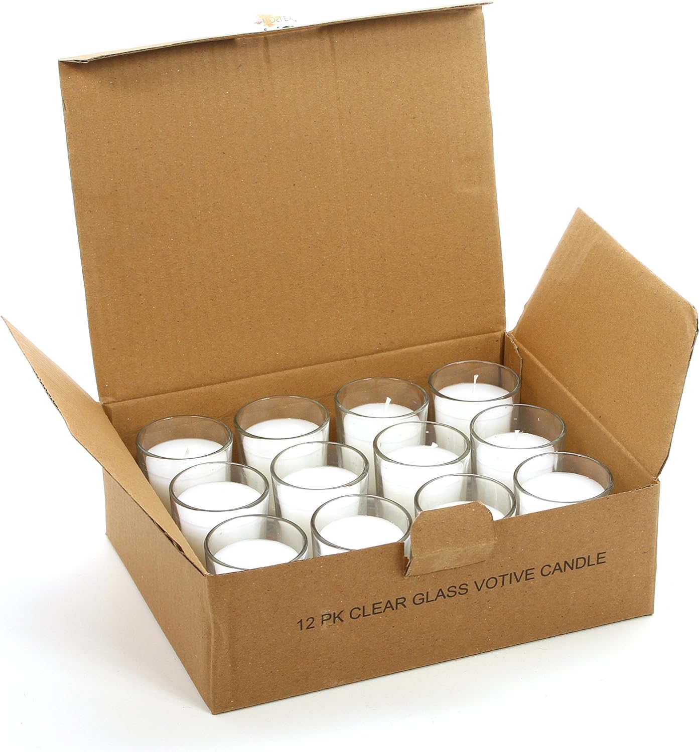48-Pack Clear Glass Votive Candles – 10–12 Hour Long Burn, Unscented, Ivory, Bulk Set for Weddings, Events & Table Centerpieces – Hosley
