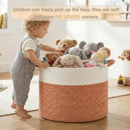 Artfeel 70L Large Cotton Rope Basket, Decorative Woven Blanket Storage for Living Room, Boho Toy Storage & Toy Box for Kids, Versatile Laundry Basket & Nursery Hamper for Blankets(Brown)