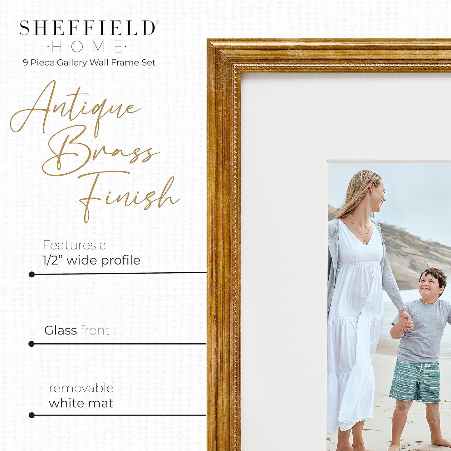 Sheffield Home 9 Piece Gallery Wall Frame Set, 11x14 in. matted to 8x10 in. (Matte Black)