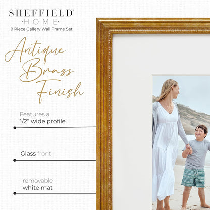 Sheffield Home 9 Piece Gallery Wall Frame Set, 11x14 in. matted to 8x10 in. (Matte Black)