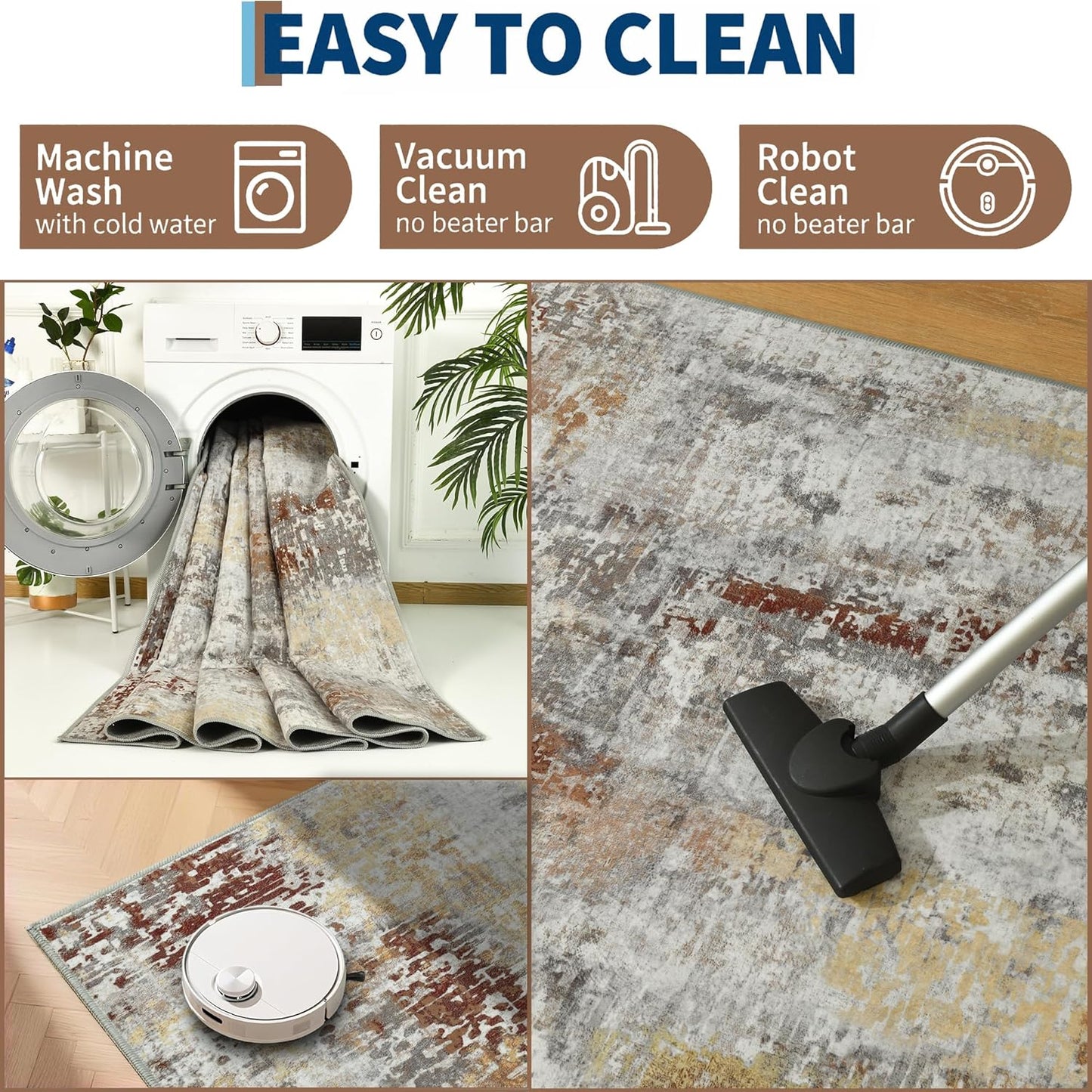 Ompaa 2x6 Rug Runners for Hallways Kitchen Runner Rug Non Slip Washable Grey Long Runner Rugs with Rubber Backing Soft Abstract Carpet Runner for Hallways, Kitchen, Bedroom, Bathroom, Entryway - Colors B
