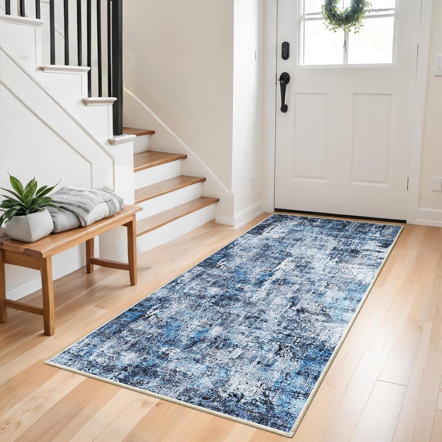 2x3 Washable Non-Slip Area Rug - Soft Low Pile Throw Rug for Kitchen Entryway Bedroom - Modern Indoor Door Mat with Rubber Backing (Beige Grey) - Colors B