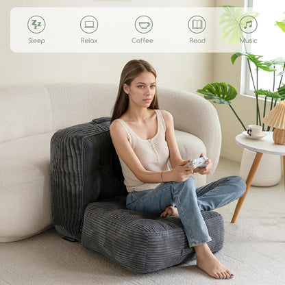 HIGOGOGO 6" Extra Thick Floor Pillow Cushion for Adults, Meditation Cushion Pillow, Large Square Floor Sitting, Tufted Corduroy Cover, for Tatami Living Room or Yoga, 22x22 Inch, 2Pack, Dark Grey