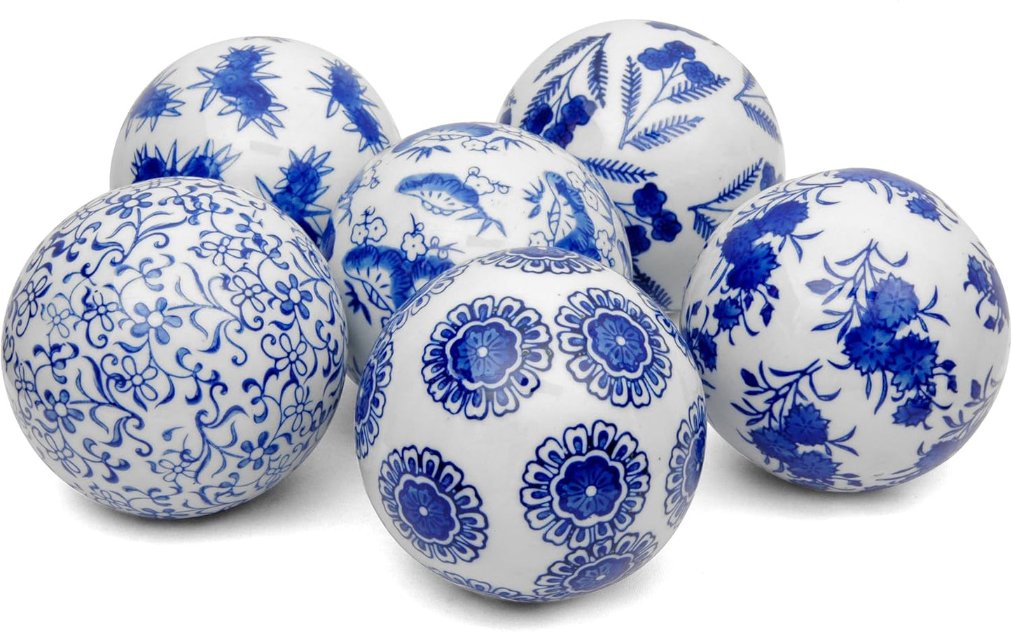 Red Lantern 3" Blue & White Decorative Porcelain Ball Set