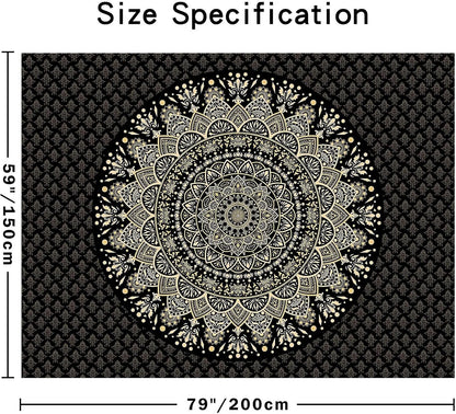 Black Mandala Tapestry Wall Hanging Psychedelic Wall Tapestry Aesthetic Indian Hippie Decor Bohemian Art Boho Home Decoration for Bedroom,Living Room,Dorm