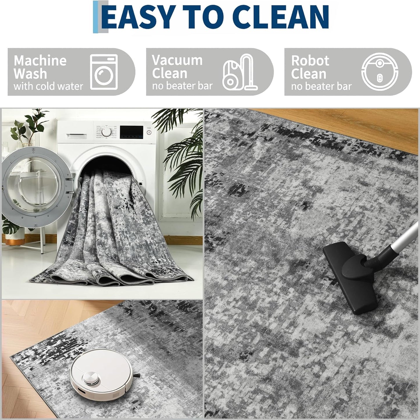 Ompaa 2x6 Rug Runners for Hallways Kitchen Runner Rug Non Slip Washable Grey Long Runner Rugs with Rubber Backing Soft Abstract Carpet Runner for Hallways, Kitchen, Bedroom, Bathroom, Entryway - Colors B