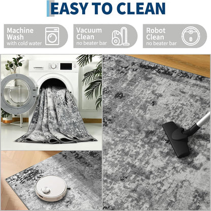 Ompaa 2x6 Rug Runners for Hallways Kitchen Runner Rug Non Slip Washable Grey Long Runner Rugs with Rubber Backing Soft Abstract Carpet Runner for Hallways, Kitchen, Bedroom, Bathroom, Entryway - Colors B