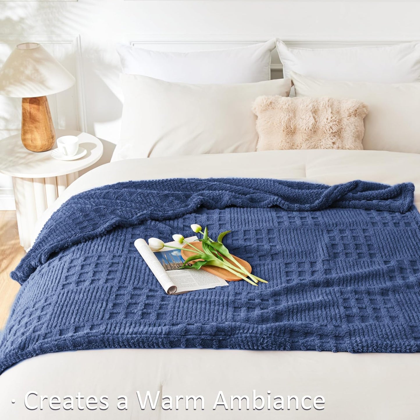 EXQ Home Fleece Throw Blanket for Couch or Bed - 3D Imitation Turtle Shell Jacquard Decorative Blankets - Cozy Soft Lightweight Fuzzy Flannel Blanket Suitable for All Seasons(50"×60",Beige)