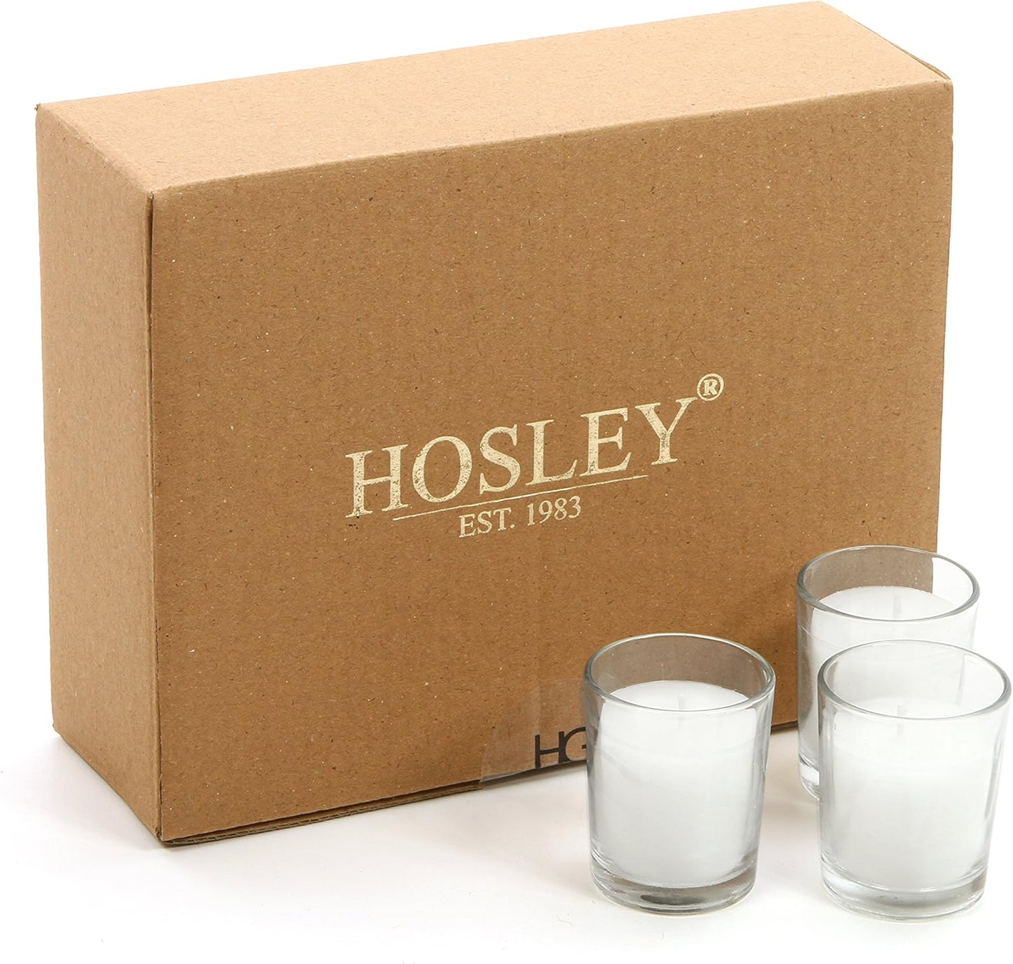 48-Pack Clear Glass Votive Candles – 10–12 Hour Long Burn, Unscented, Ivory, Bulk Set for Weddings, Events & Table Centerpieces – Hosley