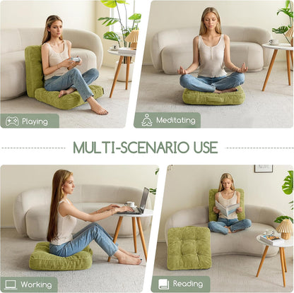 HIGOGOGO 6" Extra Thick Floor Pillow Cushion for Adults, Meditation Cushion Pillow, Large Square Floor Sitting, Tufted Corduroy Cover, for Tatami Living Room or Yoga, 22x22 Inch, 2Pack, Dark Grey
