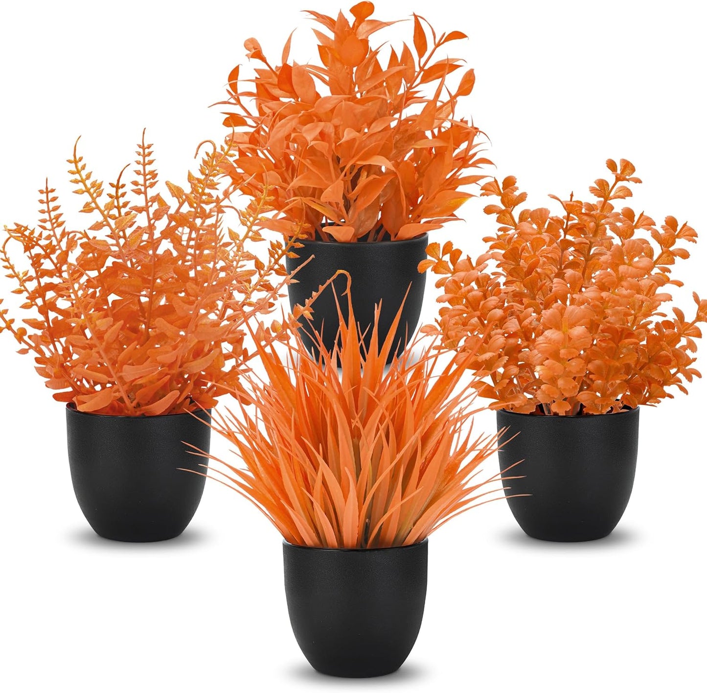Der Rose Fake Plants 4 Packs Artificial Plants Small Faux Plants Black Bathroom Accessories for Halloween Bathroom Home Kitchen Coffee Table Office Desk Decor Indoor