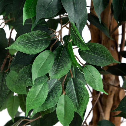 Nearly Natural 4ft Triple Trunk Ficus Silk Tree with Natural Wood Trunks and Dense Foliage, Mid-Size Faux Floor Plant for Home and Office