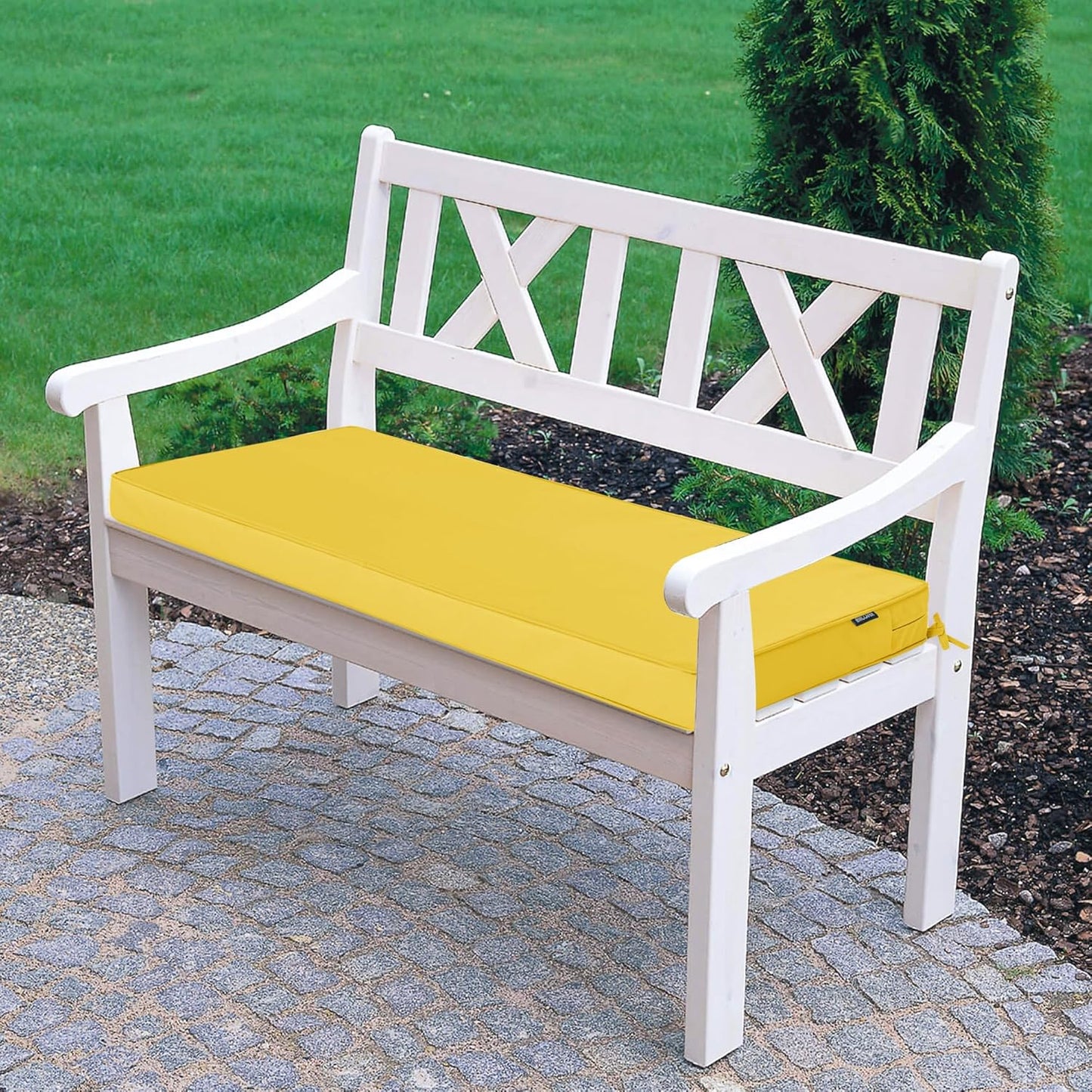 Outdoor Bench Cushions 48 x 18 Inch Thick Waterproof Porch Swing Cushions with Tie Patio Furniture Chair Cushion Bench Pad 5 Year Color Fastness Backyard Seat Pads Navy