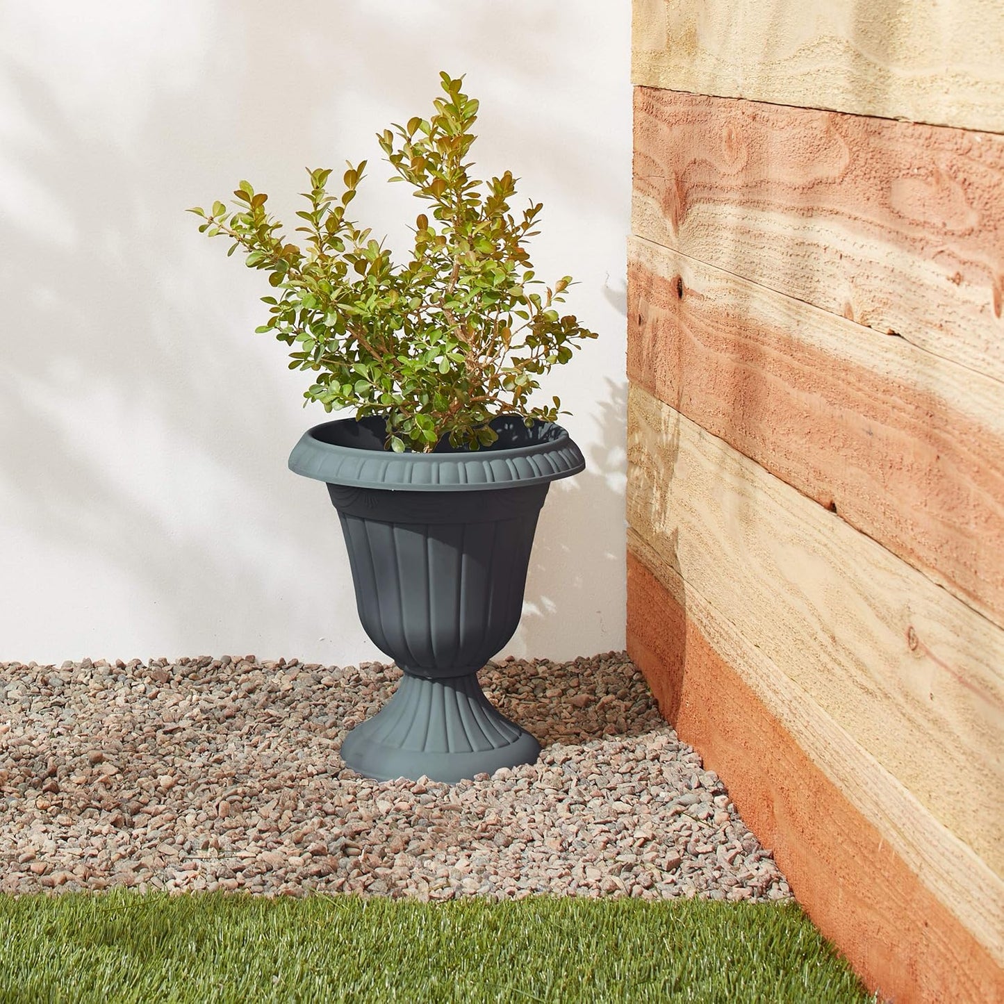 Arcadia Garden Products PL10CP Classic Traditional Plastic Urn Planter Indoor/Outdoor, 15" x 13", Brushed Copper