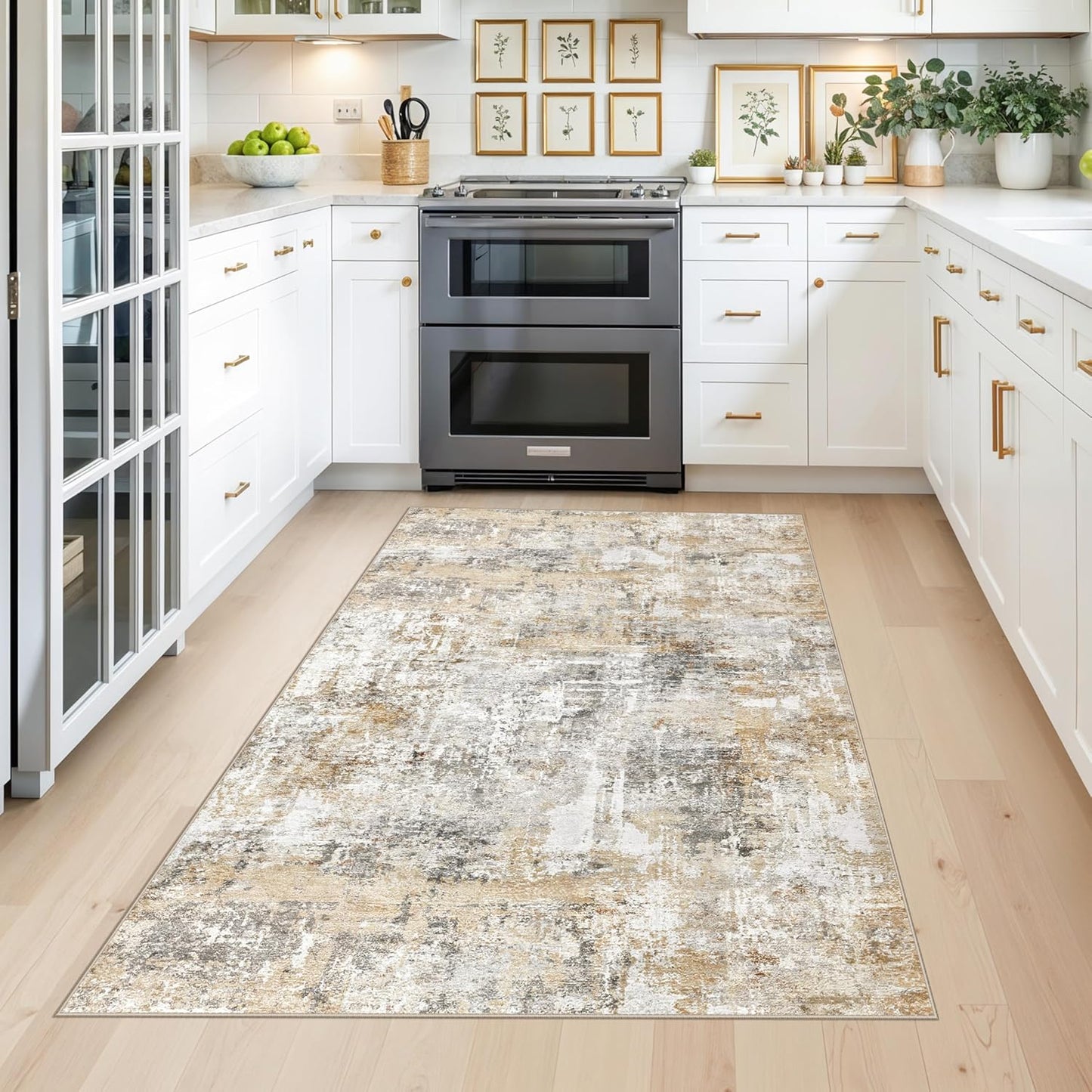 2x3 Washable Non-Slip Area Rug - Soft Low Pile Throw Rug for Kitchen Entryway Bedroom - Modern Indoor Door Mat with Rubber Backing (Beige Grey) - Colors A