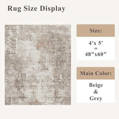 2x3 Washable Non-Slip Area Rug - Soft Low Pile Throw Rug for Kitchen Entryway Bedroom - Modern Indoor Door Mat with Rubber Backing (Beige Grey) - Colors B