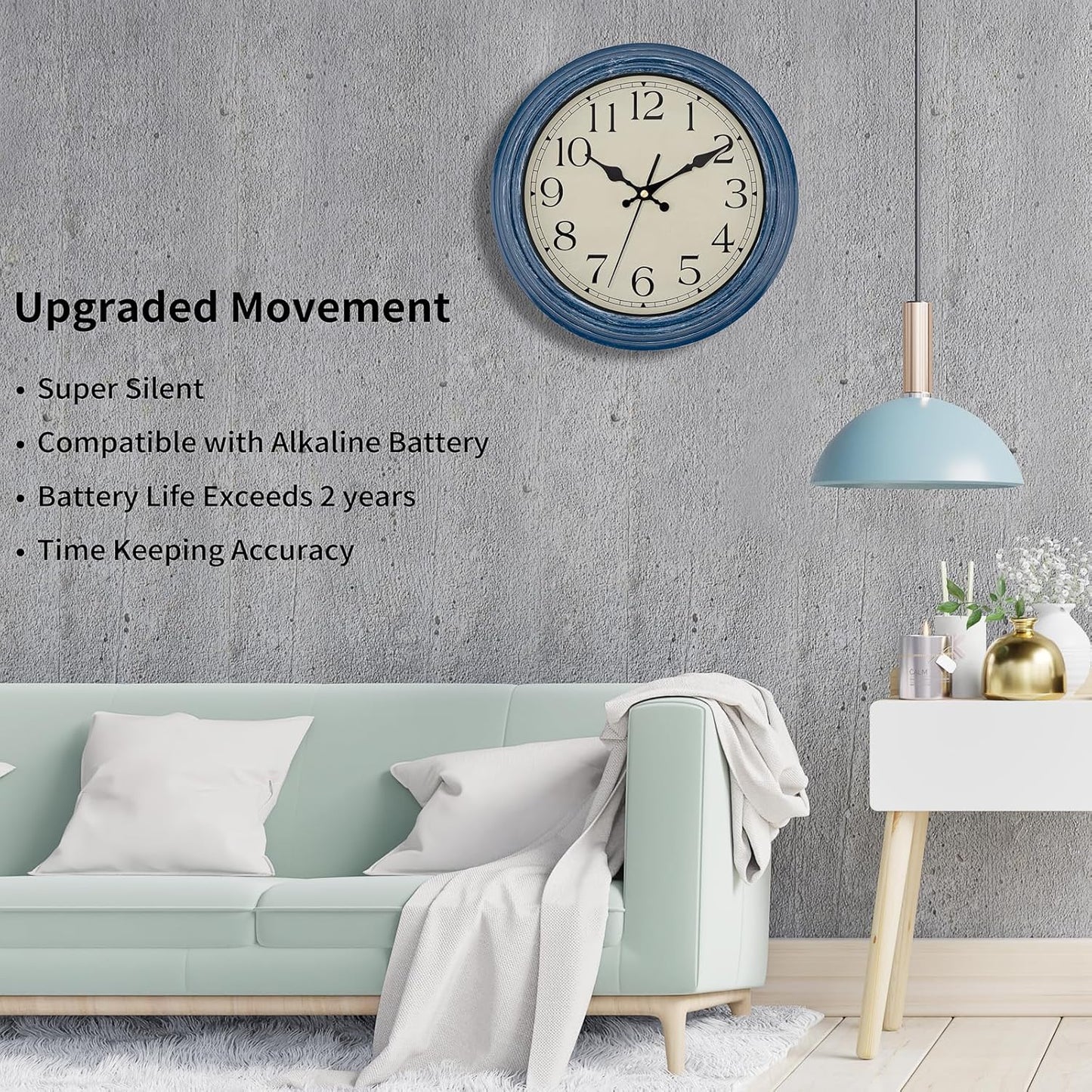Foxtop Retro Silent Non-Ticking Round Classic Clock Quartz Decorative Battery Operated Wall Clock for Living Room Kitchen Home Office 12 Inch (Bronze)