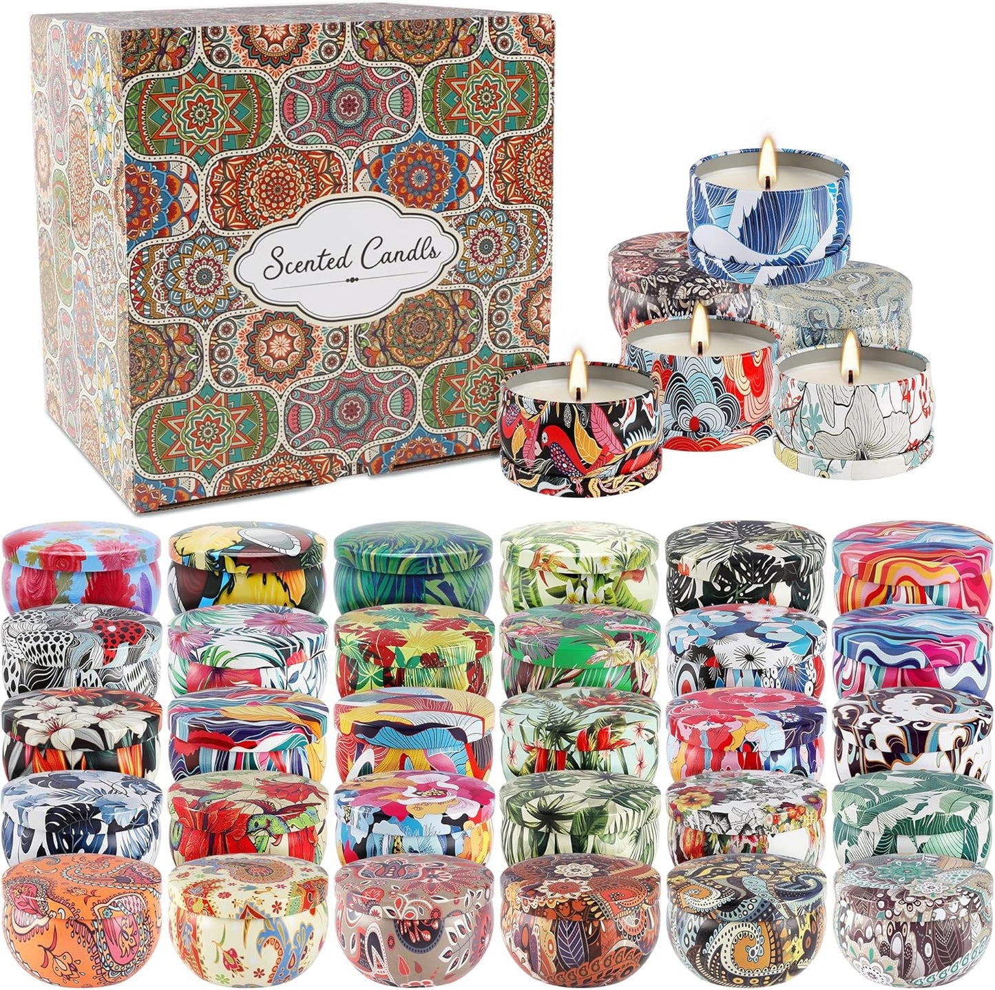 Howemon 24 Pack Scented Candles Set for Home, Relaxing Stress Relief, Aromatherapy - Natural Soy Wax and Fragrance - Gifts for Women, Mom, Best Friend, Wife, Birthday