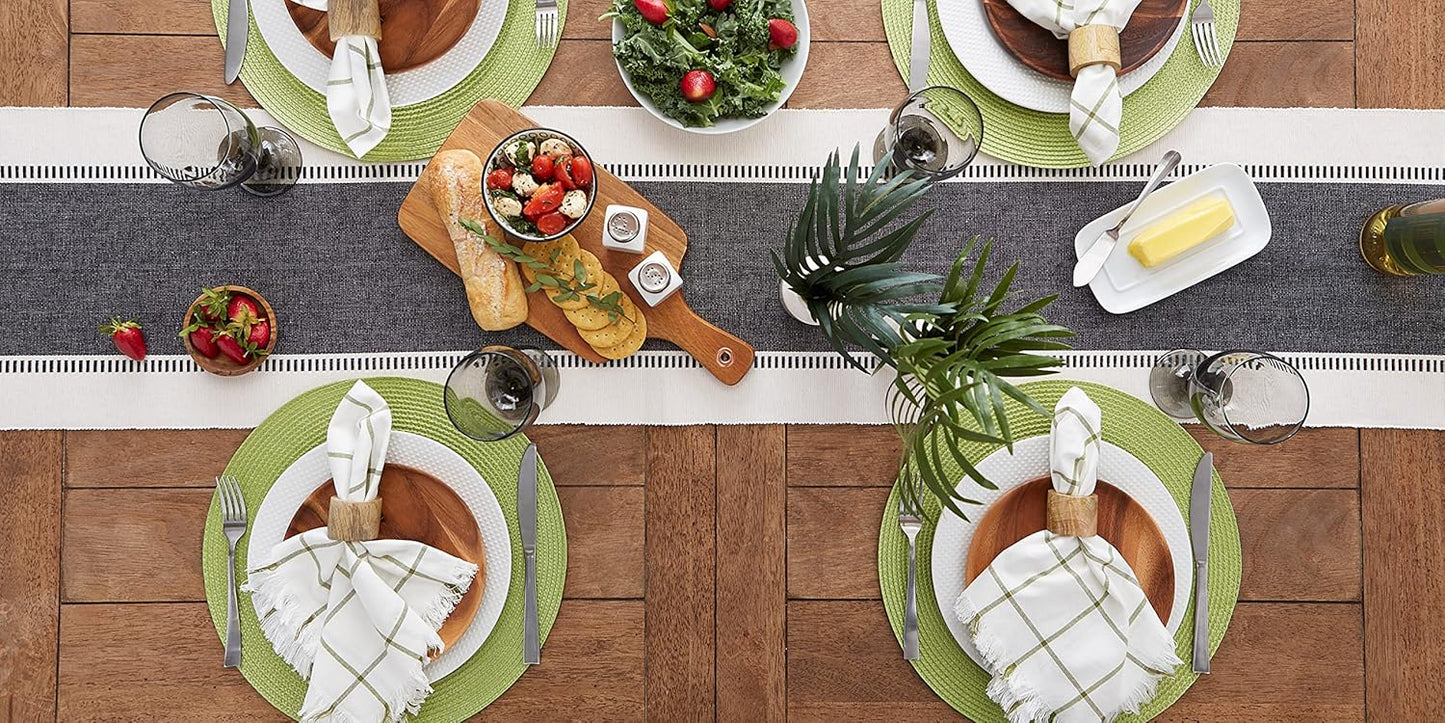 DII Dobby Stripe Woven Table Runner, 13x72-inch, French Blue