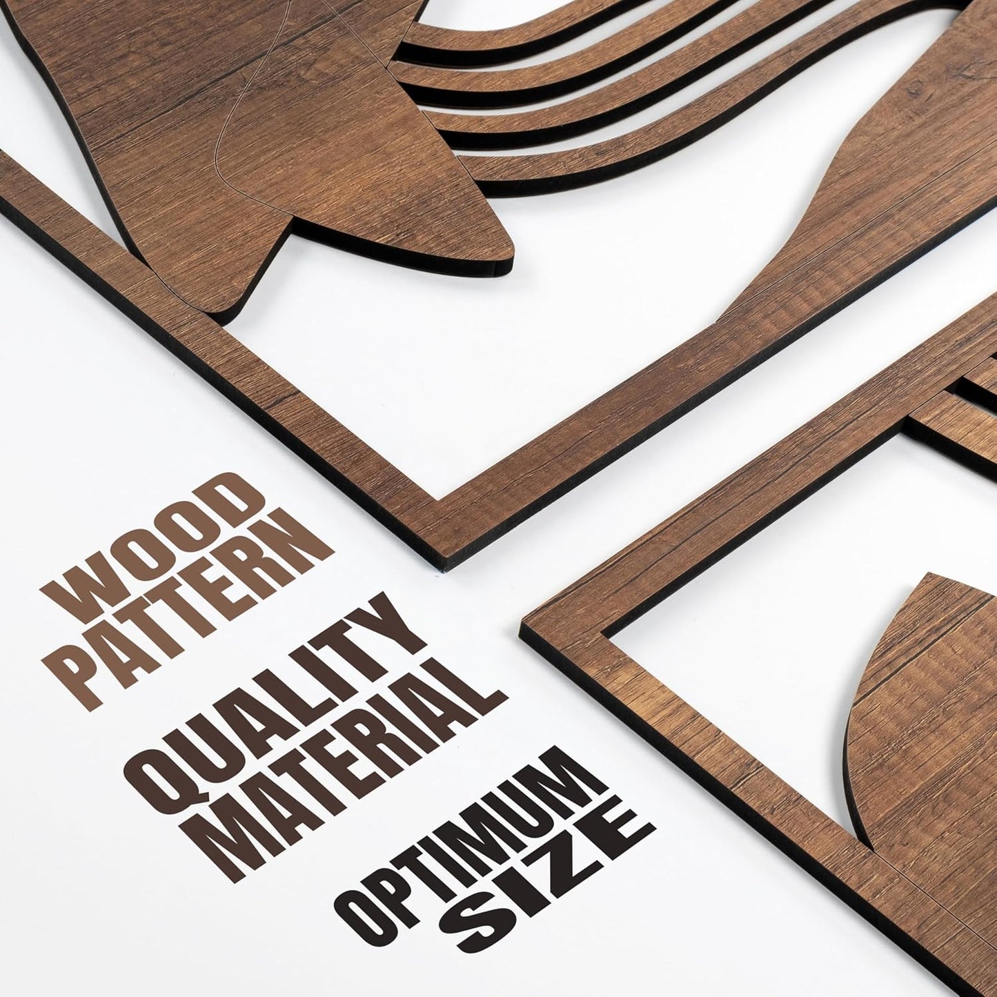 qmmp Modern Wooden Wall Sculptures - Set of 3 - Home Decor Accent - Large Wall Art for Living Room, Bedroom, Office - Easy Installation (Oak, Medium - Mountain and Sun)
