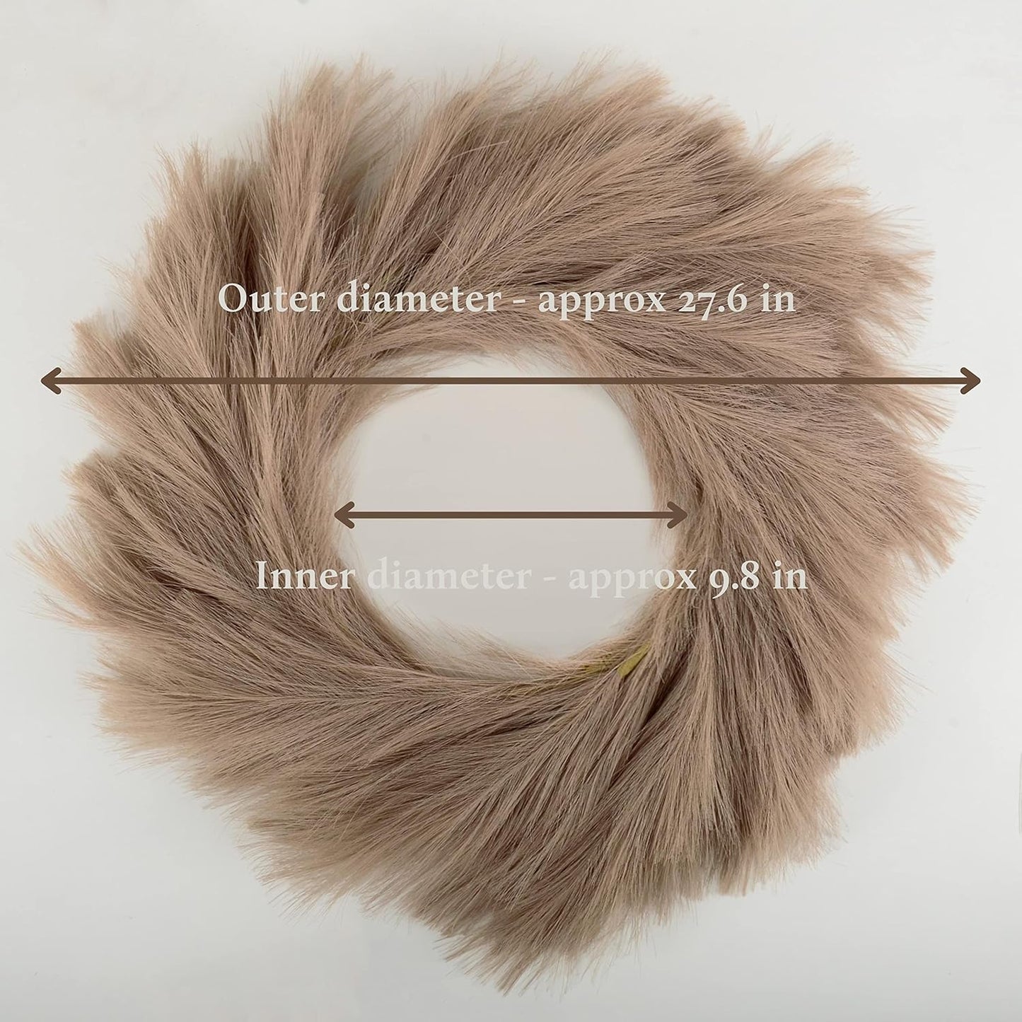 Perfnique Pampas Grass Wreath, 25'' Faux Pampas Wreath for Front Door, Artificial Pampas Wreath for All Seasons, Boho Wall Decor, Farmhouse Pampas Grass Garland, DIY Wreath Arrangement (Ivory&Taupe)