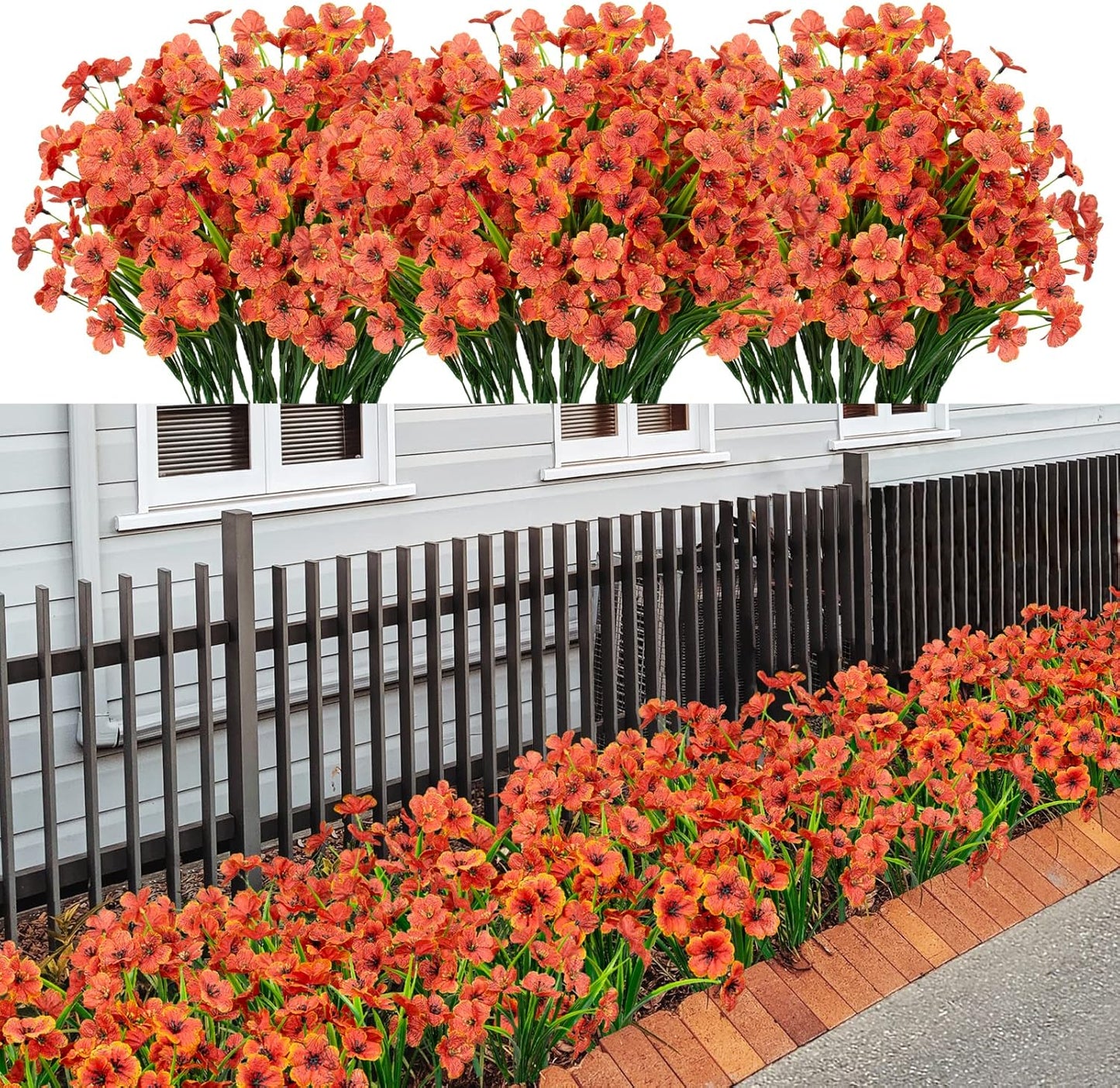 LikSoor 21 Bundles Artificial Outdoor UV Resistant Flowers No Fade Fake Outside Flowers Plastic Greenery Faux Shrubs Garden Porch Window Box Home Decoration(Purple)