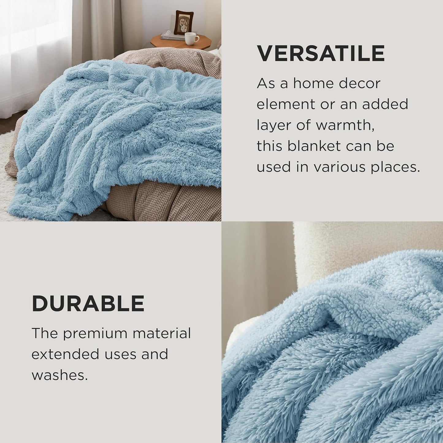 Bedsure GentleSoft Fluffy Fuzzy Faux Fur Throw Blanket for Couch, Soft Sherpa Fleece Cozy Gifts for Women, Plush Bed Blanket Room Decor for Men, Thick Warm Minky Teen Gifts Winter Bedding
